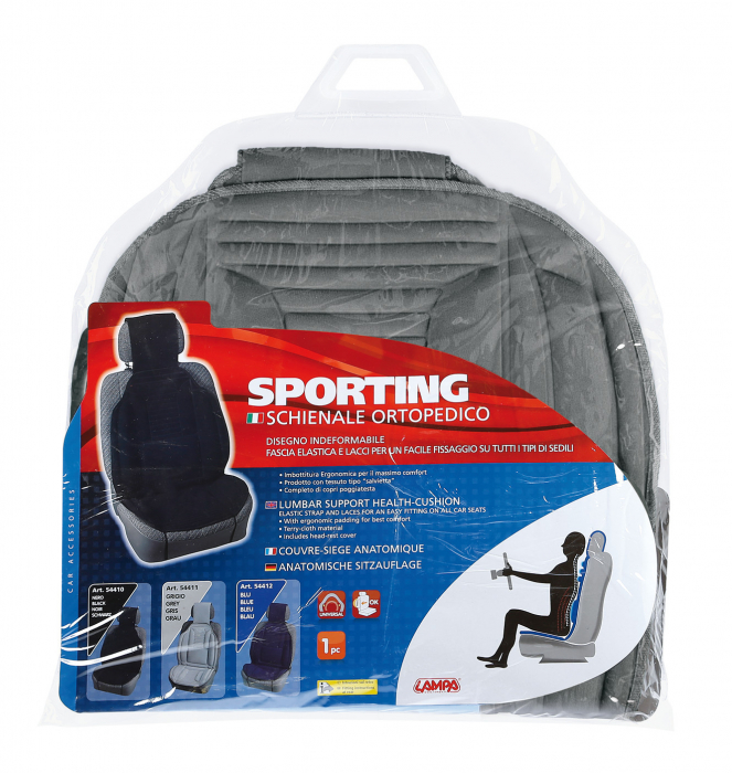 Husa scaun Sporting cu suport lombar 1buc - Gri [2]