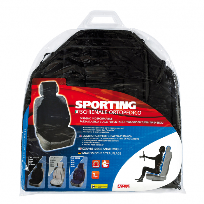 Husa scaun Sporting cu suport lombar 1buc - Negru [7]