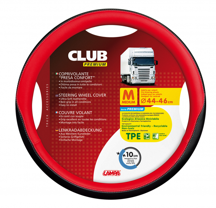 Husa volan camion Club premium - M - Ø 44/46cm - Rosu [3]