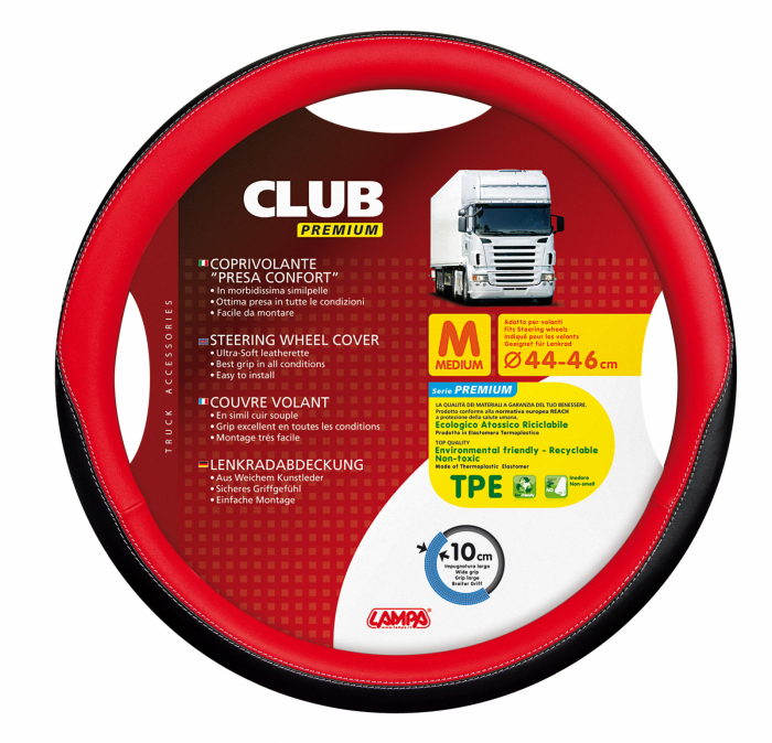 Husa volan camion Club premium - M - Ø 44/46cm - Rosu [5]
