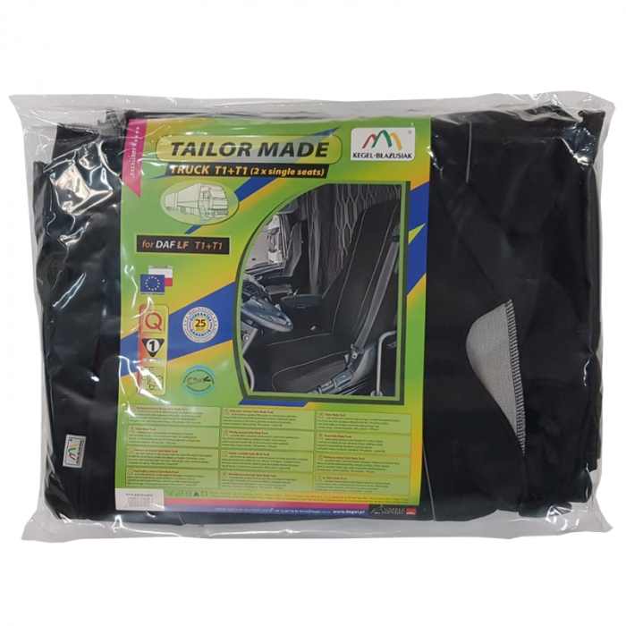 Huse scaun camion dedicate DAF LF set 1+1 locuri - Negru/Gri [2]