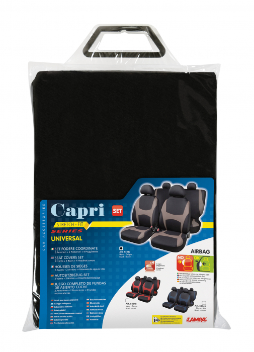Huse scaun Capri stretch-fit 8buc - Negru/Gri [4]