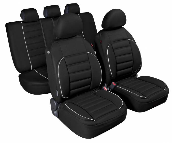 Huse scaun De-Luxe Sport Edition jacquard high-quality 9buc - Negru [4]