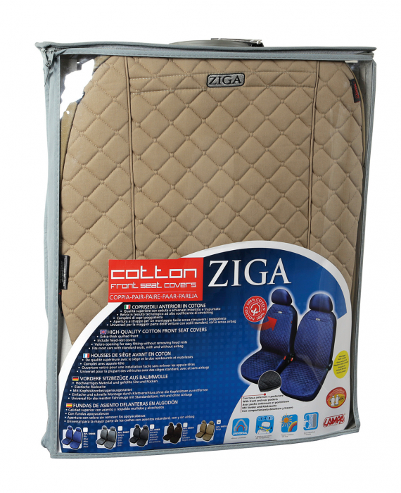 Huse scaun fata din bumbac Ziga 2buc - Bej [6]