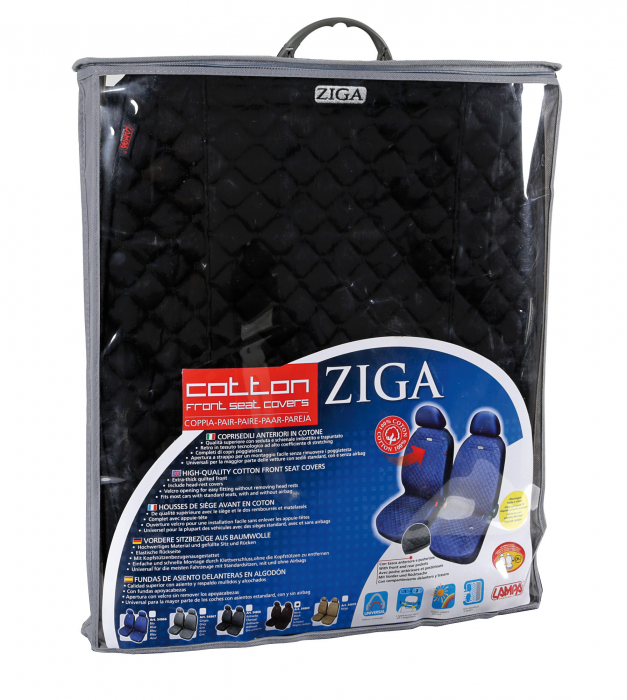Huse scaun fata din bumbac Ziga 2buc - Negru [2]
