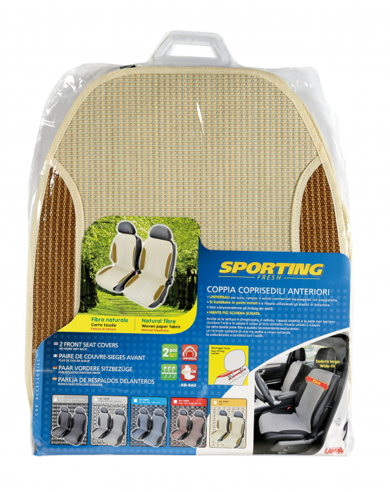 Huse scaun fata Sporting Fresh fibra naturala 2buc - Bej [6]