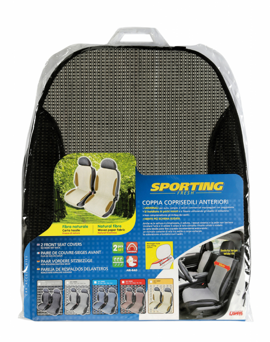 Huse scaun fata Sporting Fresh fibra naturala 2buc - Gri [9]