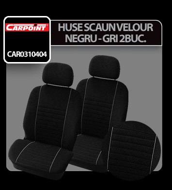 Huse scaun fata Velours Carpoint 2buc - Negru/Gri [2]