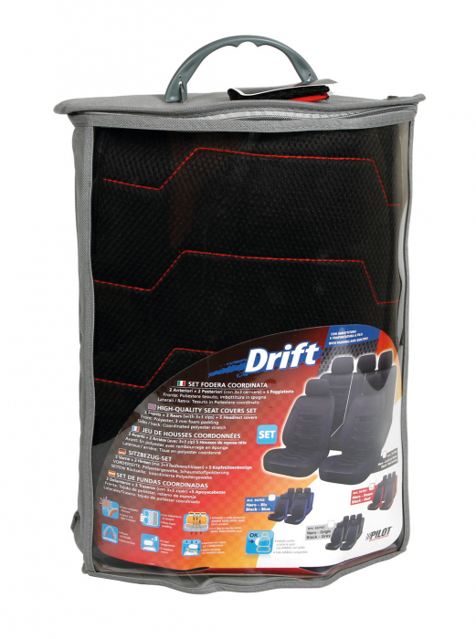 Huse scaun high-quality Drift 9buc - Negru/Rosu [2]