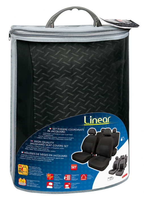 Huse scaun Linear set 8buc jacquard high-quality - Negru [11]