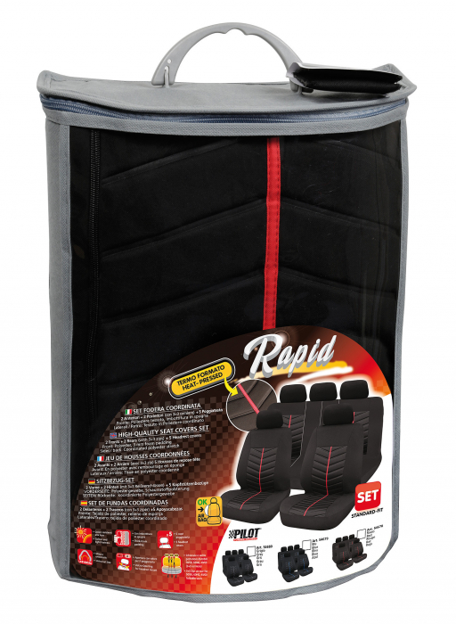 Huse scaun Rapid 9buc Negru/Rosu [3]