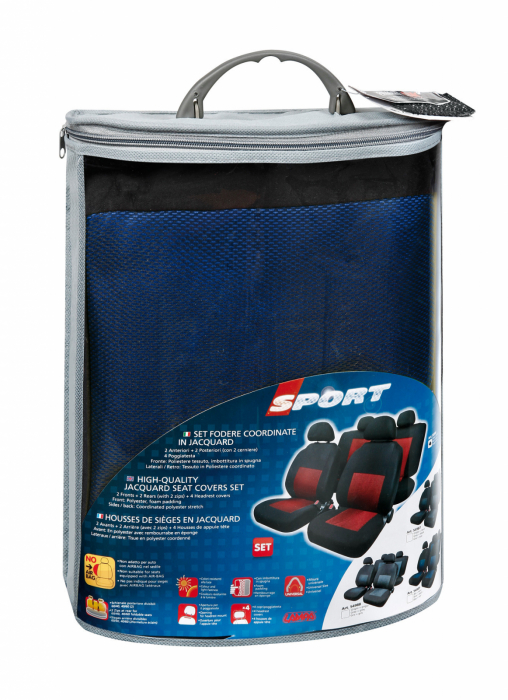 Huse scaun Sport 8buc jacquard high-quality - Albastru/Negru [11]
