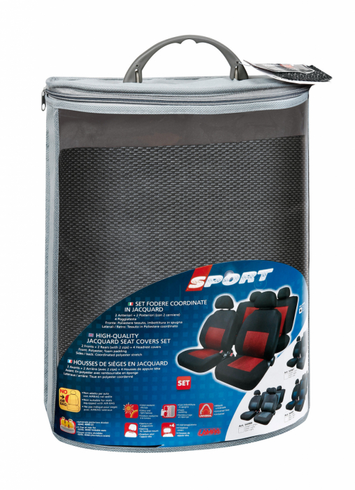 Huse scaun Sport 8buc jacquard high-quality - Gri/Negru [11]