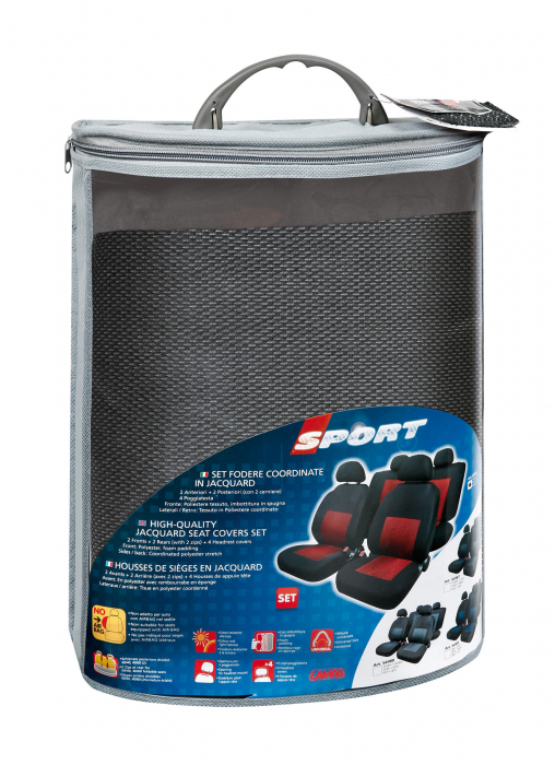 Huse scaun Sport 8buc jacquard high-quality - Gri/Negru [3]