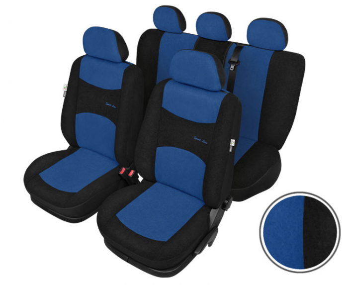 Huse scaun Sport Line+ Super L 9buc - Negru/Albastru [2]