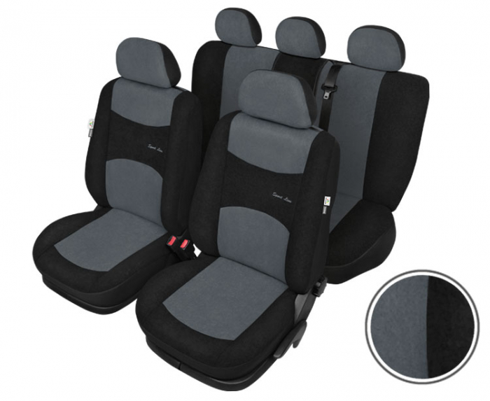 Huse scaun Sport Line+ Super L 9buc - Negru/Gri [5]