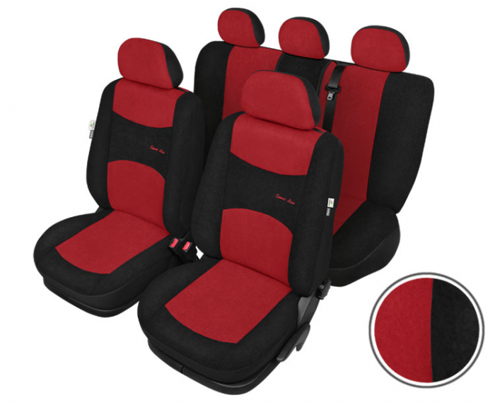 Huse scaun Sport Line+ Super L 9buc - Negru/Rosu [2]