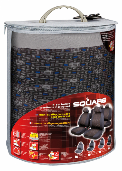 Huse scaun Square set 9buc jacquard high-quality - Albastru [9]