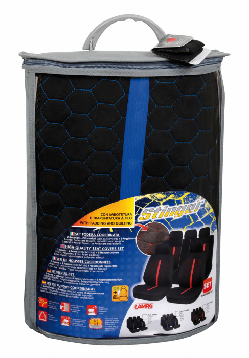 Huse scaun Stinger 9buc Negru/Albastru [9]