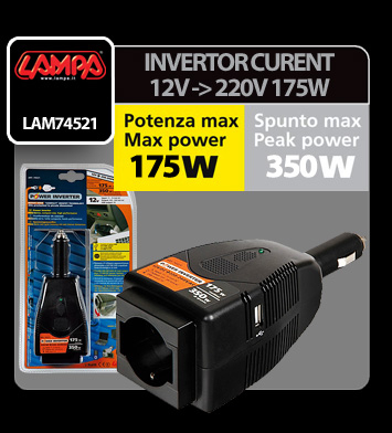 Invertor curent de la 12V la 220V 175W cu USB Lampa [14]