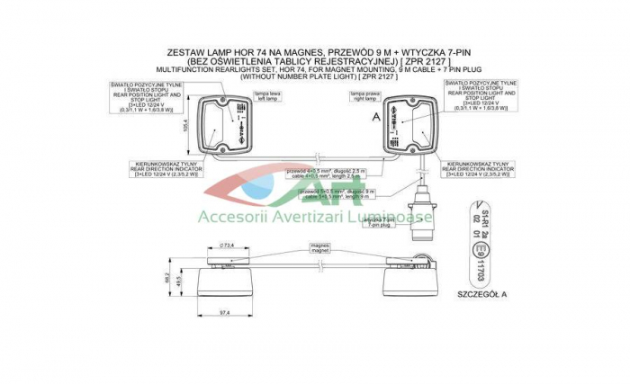 Kit stop lampi cu LED si magnet 12V - 24V ZPR2127 [8]