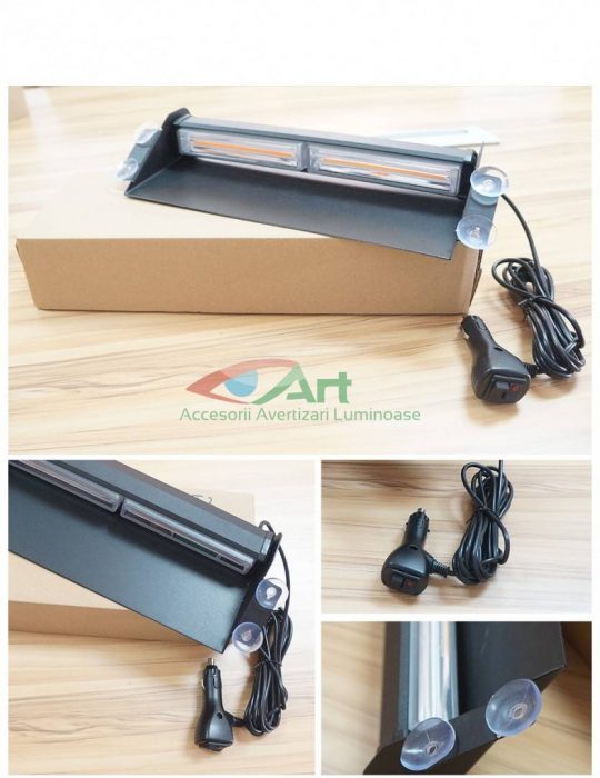 Lampa de avertizare pentru parbriz rosu-albastru 36w [14]
