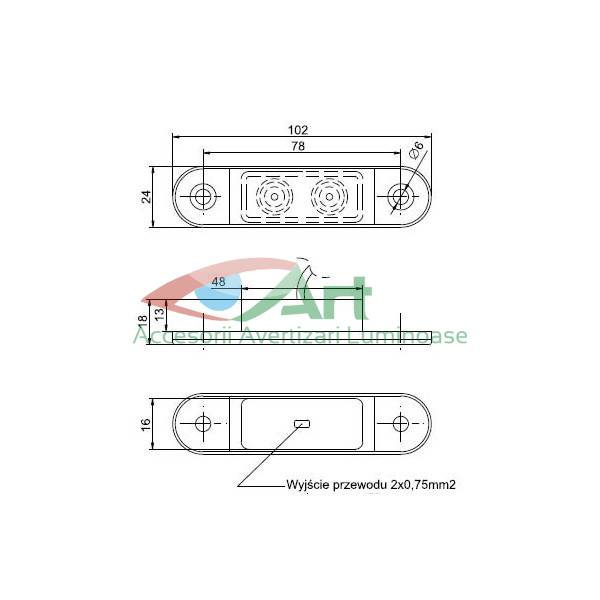 Lampa de contur a gabaritului pentru vehicule FT-015 Alb Bull-Bar [2]