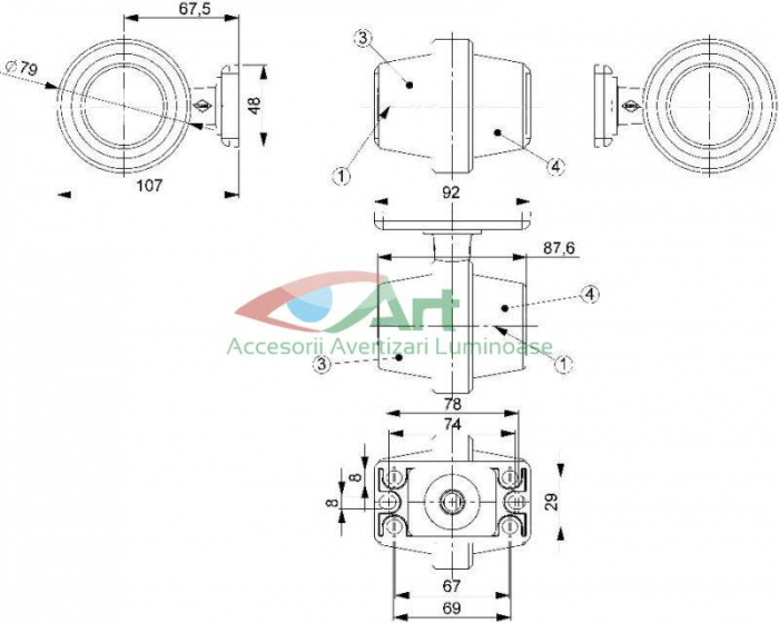 Lampa de gabarit neon LD2606 alb-rosu [9]