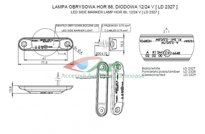 Lampa de gabarit SLIM pentru vehicule ALB LD2327 [11]