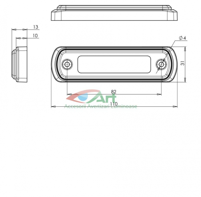 Lampa gabarit 4 LED rosie W189-1339 WAS [6]