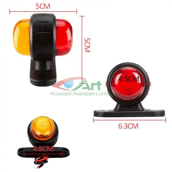 Lampa gabarit cu brat mic LED galben-rosu 12v/24v YP-141z/c [7]
