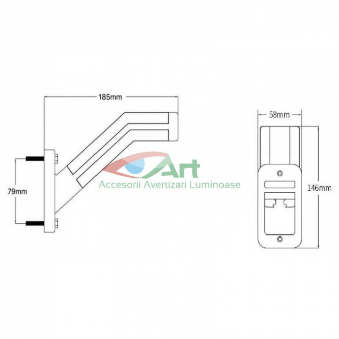 Lampa gabarit cu brat neon strip dreapta 12v/24v L1905 [15]
