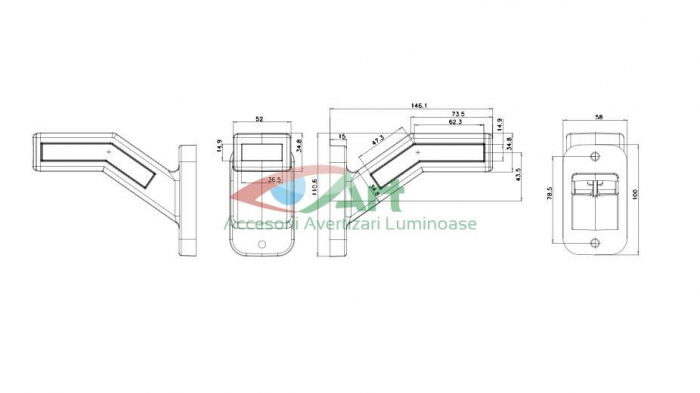 Lampa gabarit cu brat oblic 45 stanga W168.2-1167L [8]