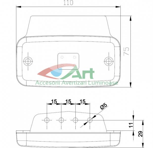 Lampa gabarit cu suport FT-019Z+K 4 LED-uri (tip Iveco) [4]