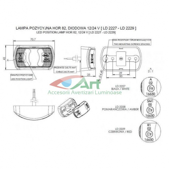 Lampa gabarit galbena LD2228 Horpol [12]