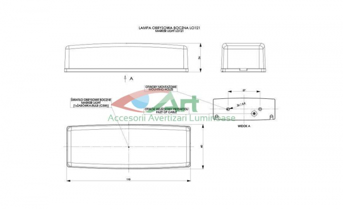 Lampa gabarit lateral pentru vehicule LO121 [2]