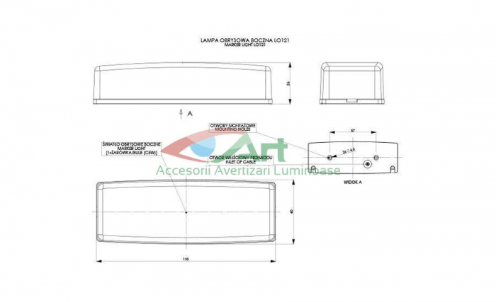 Lampa gabarit lateral pentru vehicule LO121 [8]