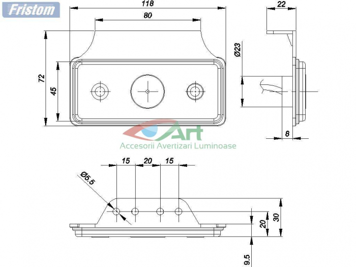 Lampa gabarit MD-013-Z+K LED galbena [3]