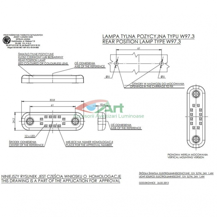 Lampa gabarit ovala Slim cu 12 LED -rosie W97.3 715 [8]