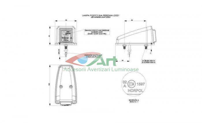 Lampa gabarit pentru cabina alb LD221 [6]