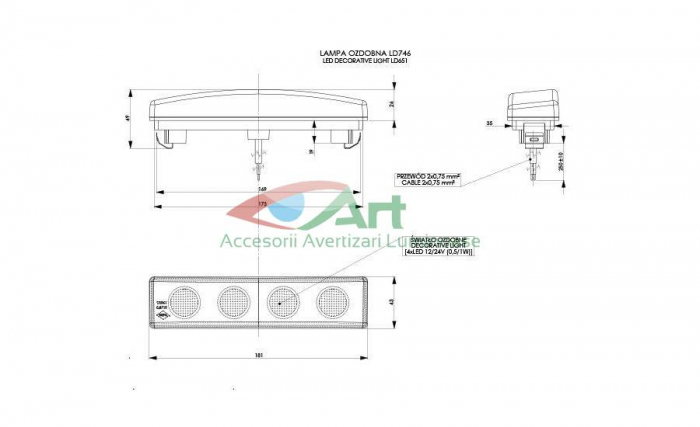 Lampa gabarit Scania cu 4 LED -Galben Horpol LD746 [8]