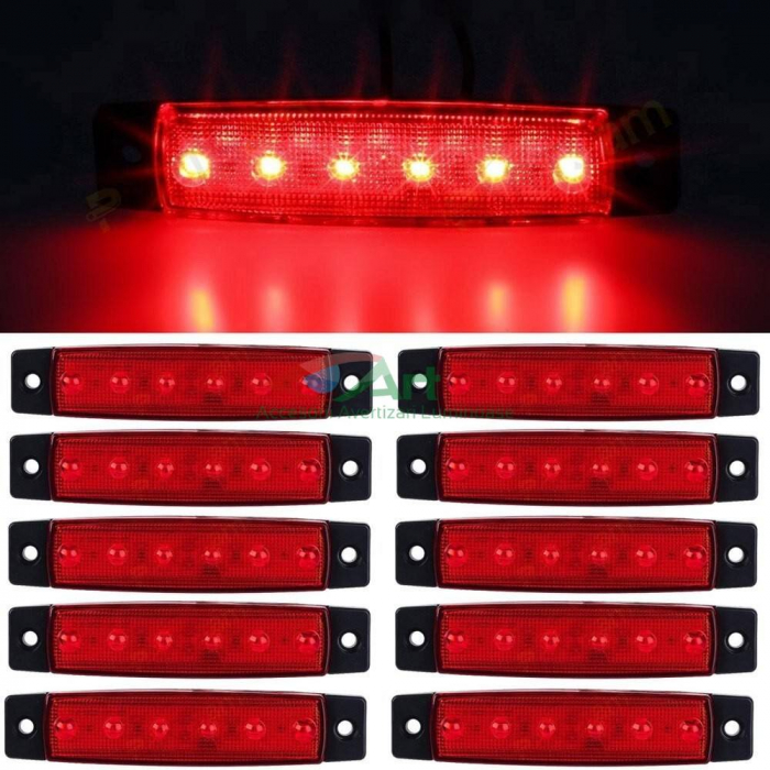 Lampa laterala 6 LED-uri rosie 12v [8]