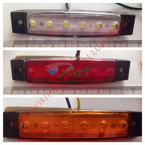 Lampa laterala 6 LED-uri rosie 12v [3]