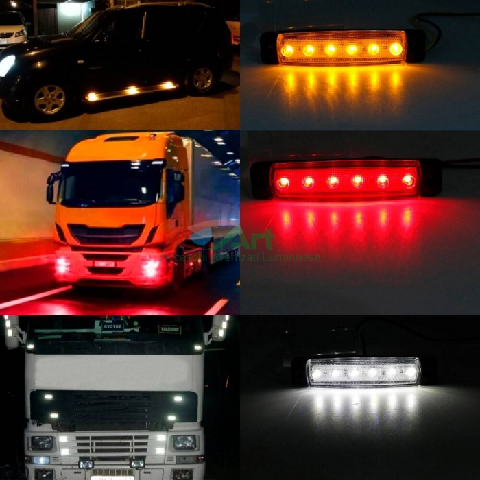 Lampa laterala 6 LED-uri rosie 12v [7]