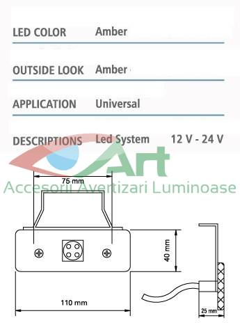 Lampa laterala galbena cu suport 4 LED 12v YP24 [8]