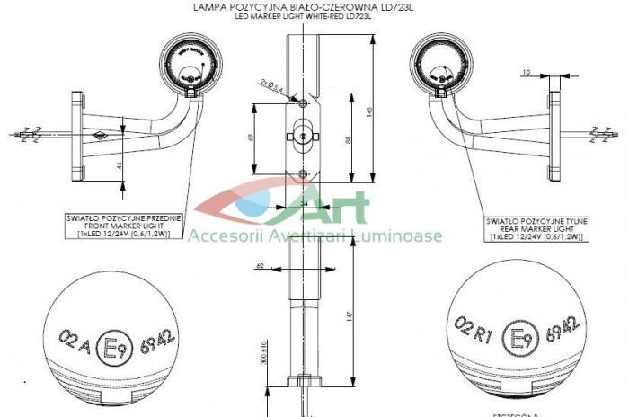 Lampa LED gabarit cu brat 90 grade Dreapta LD723P [2]