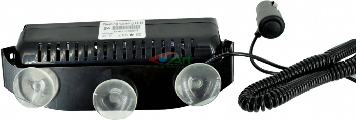 Lampa LED parbriz stroboscopica cu 4 LED-uri super luminoase [6]