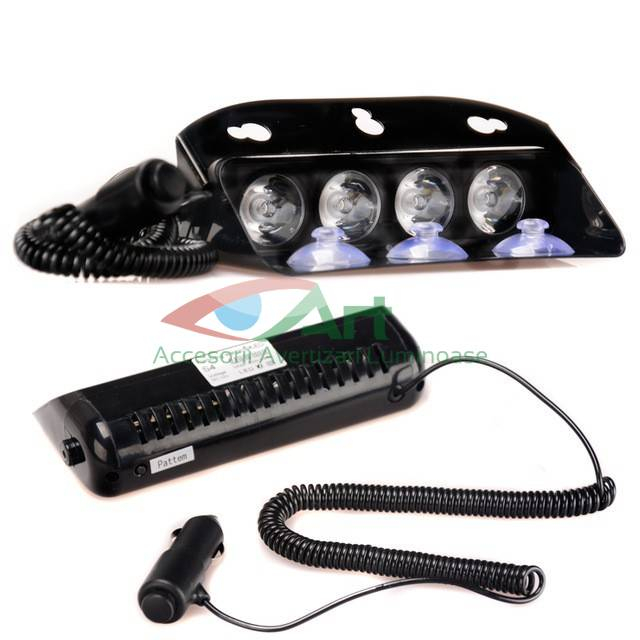 Lampa LED parbriz stroboscopica cu 4 LED-uri super luminoase [5]