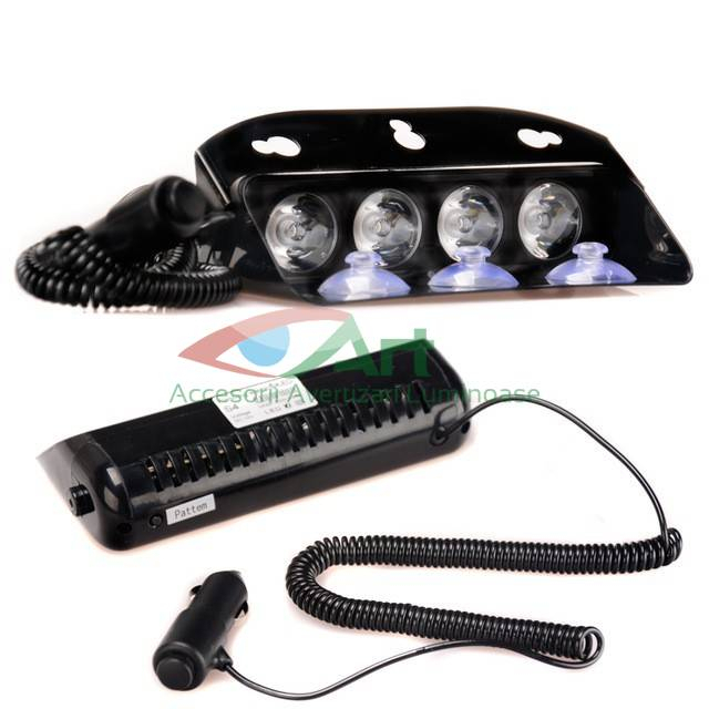 Lampa LED parbriz stroboscopica cu 4 LED-uri super luminoase [7]
