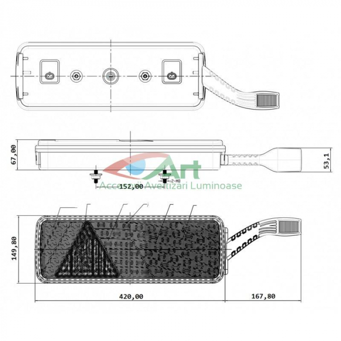 Lampa multifunctionala cu gabarit lateral Dreapta 12v/24v (42x15) Vaelart1823 [5]